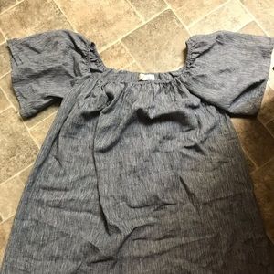 Flutter sleeve navy blue dress